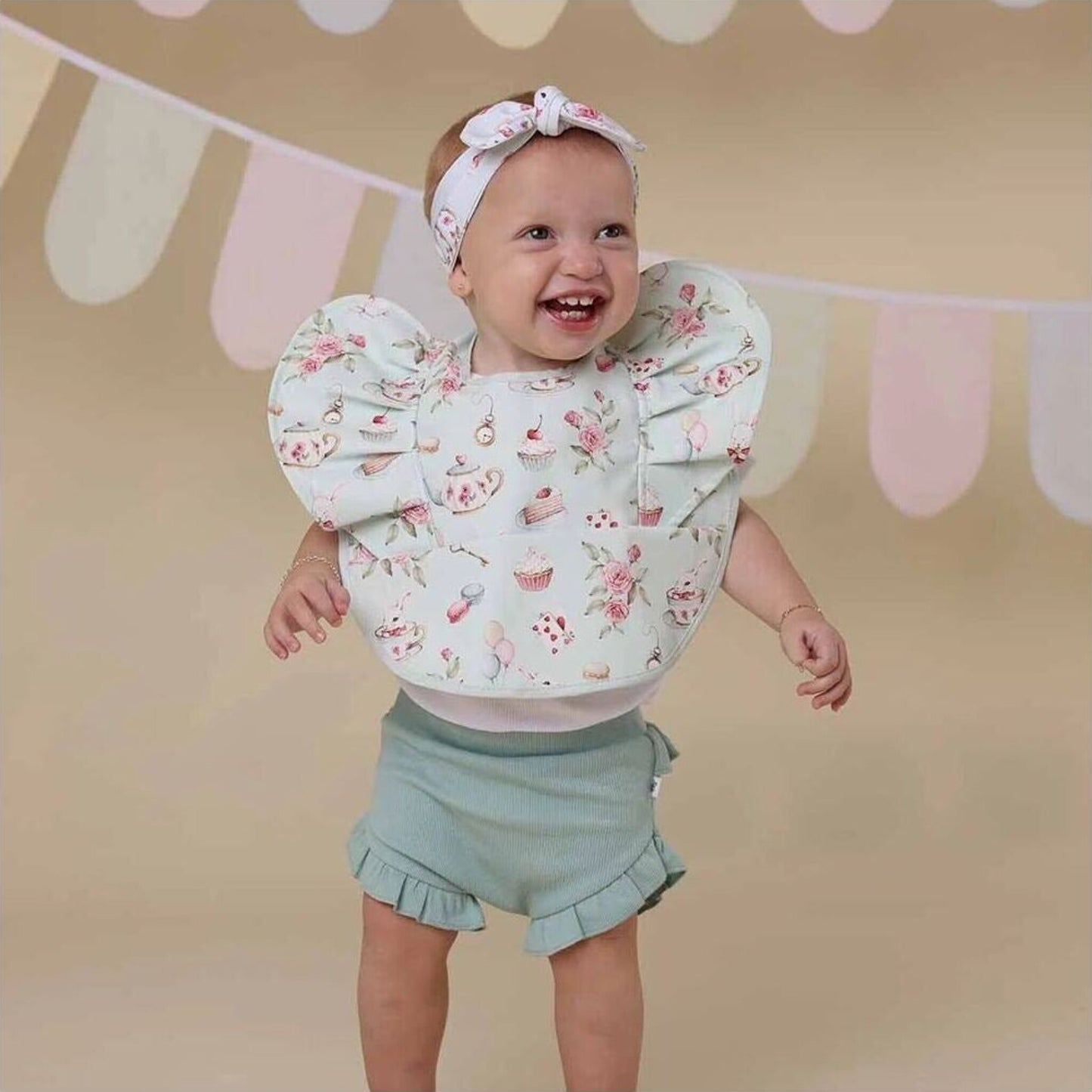 White Rabbit Frill Snuggle Bib – children's product by Snuggle Hunny | Aster & Ruby