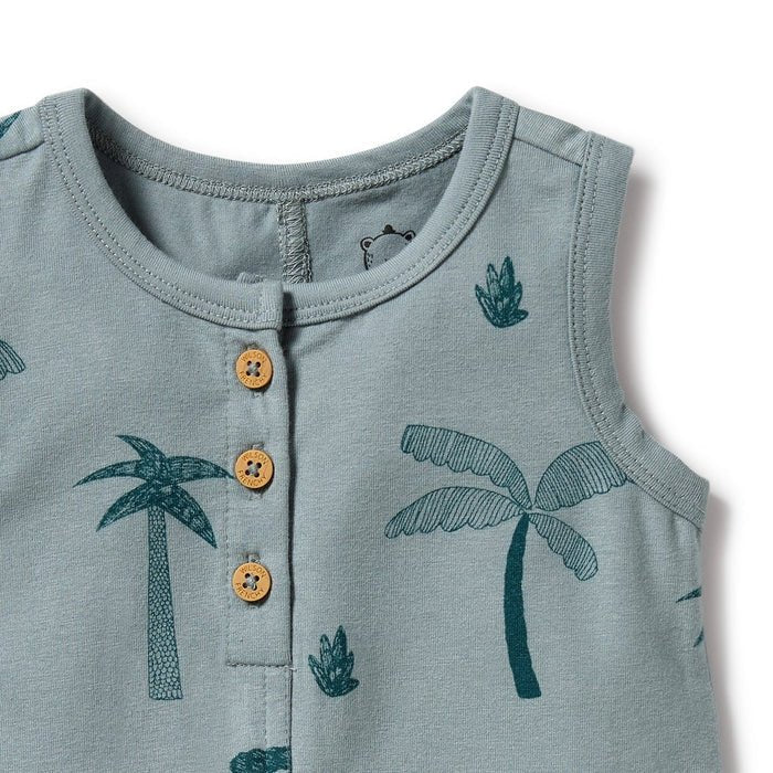 Wilson & Frenchy Organic Henley Growsuit - Palm Days - Aster & Ruby
