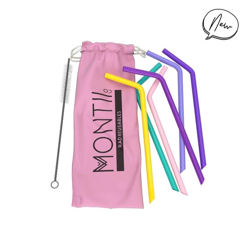 MontiiCo Silicone Straw Set Pink