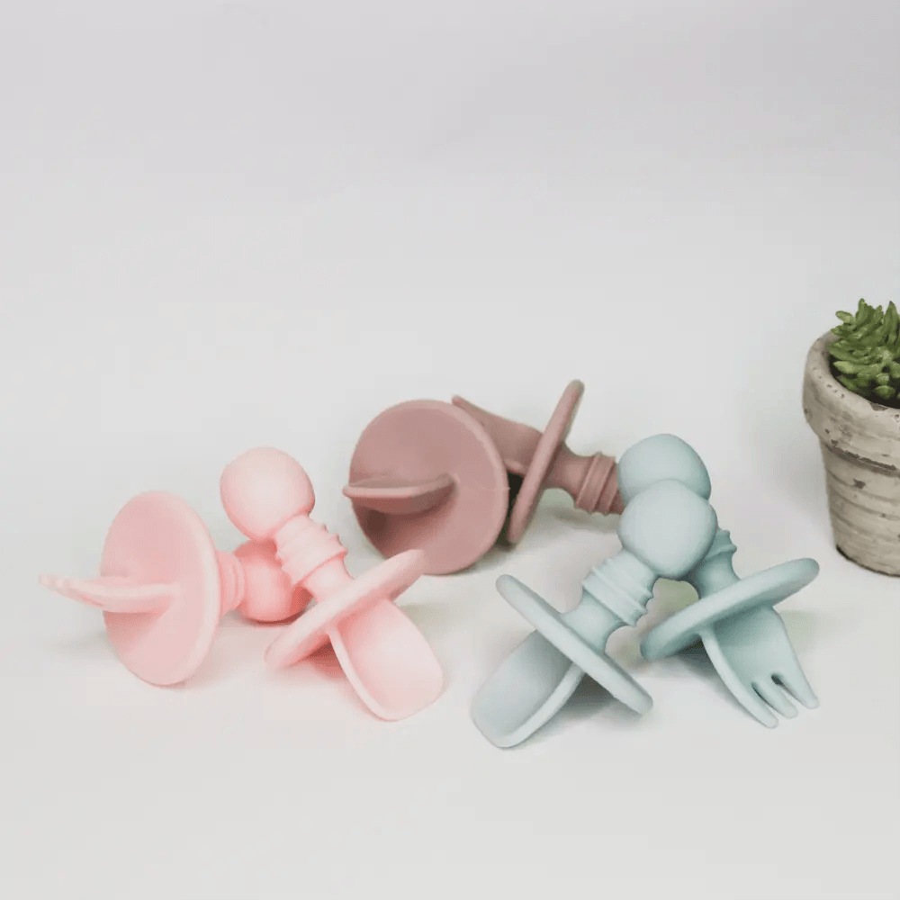 Baby Led Weaning Cutlery Set Chewtensils Rose Quartz Aster & Ruby