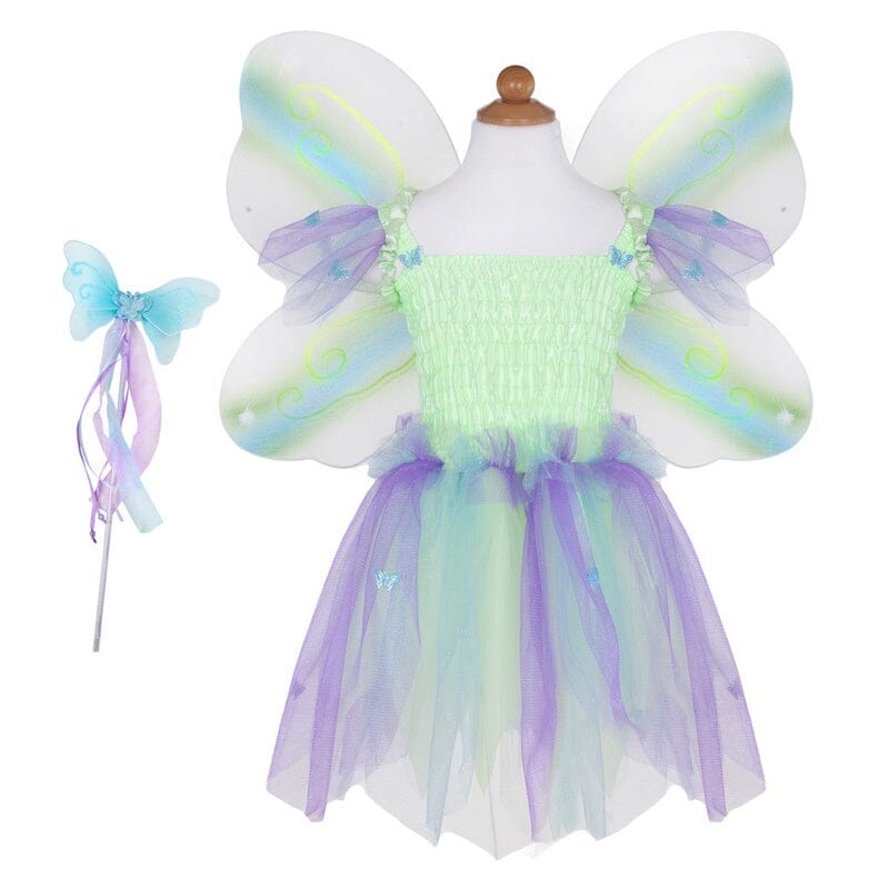 Green Butterfly Dress With Wings & Wand - Aster & Ruby