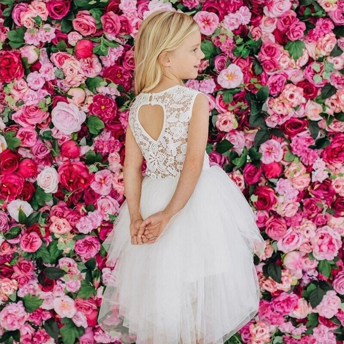 Designer Kidz Tara Heart Back Dress Ivory | Aster & Ruby