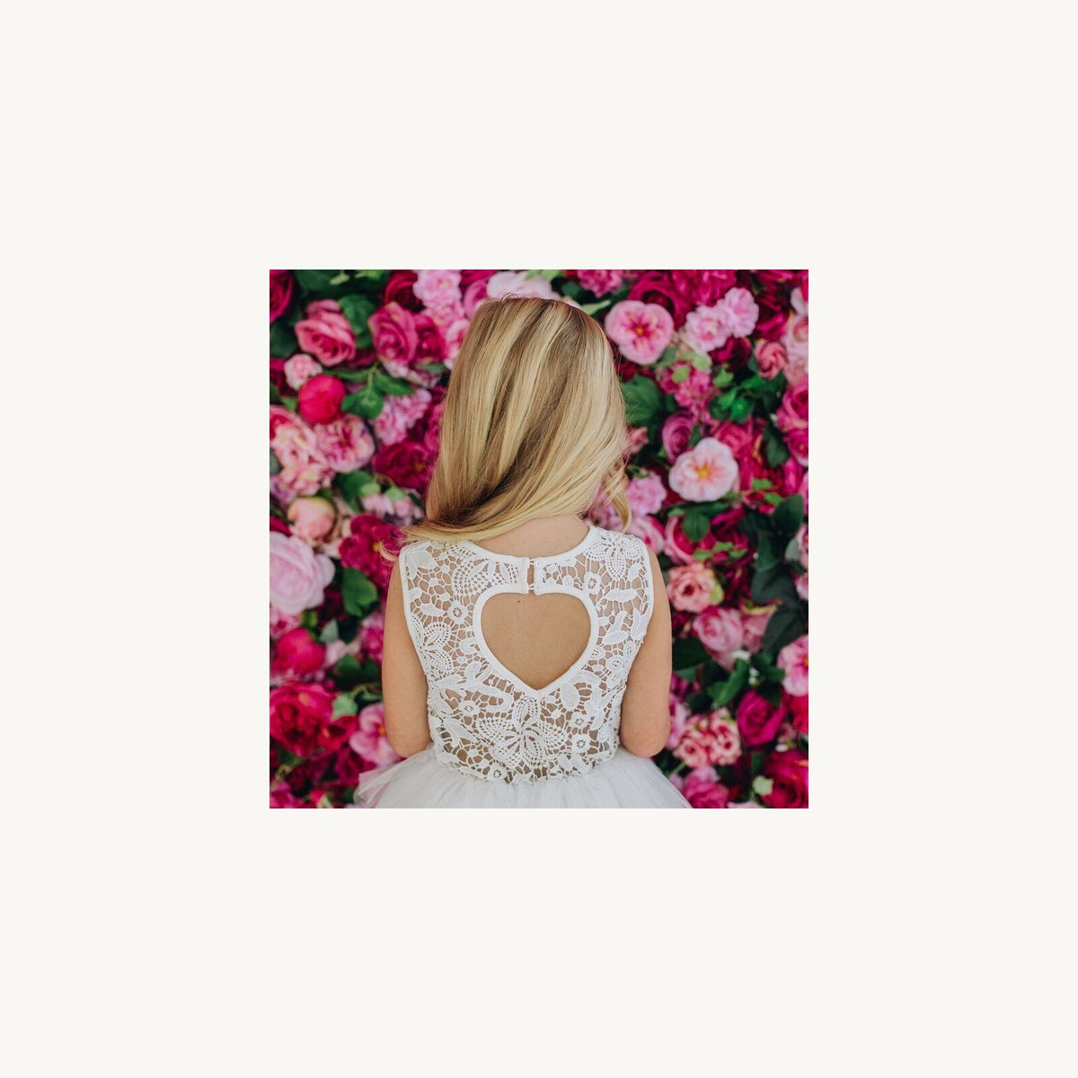 Designer Kidz Tara Heart Back Dress Ivory | Aster & Ruby