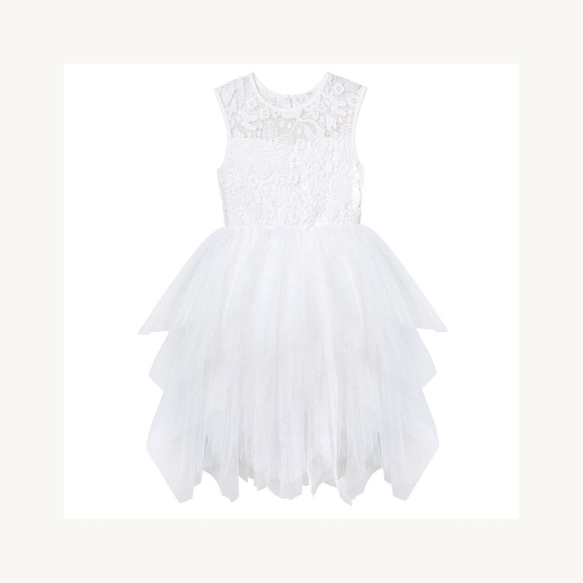 Designer Kidz Tara Heart Back Dress Ivory | Aster & Ruby
