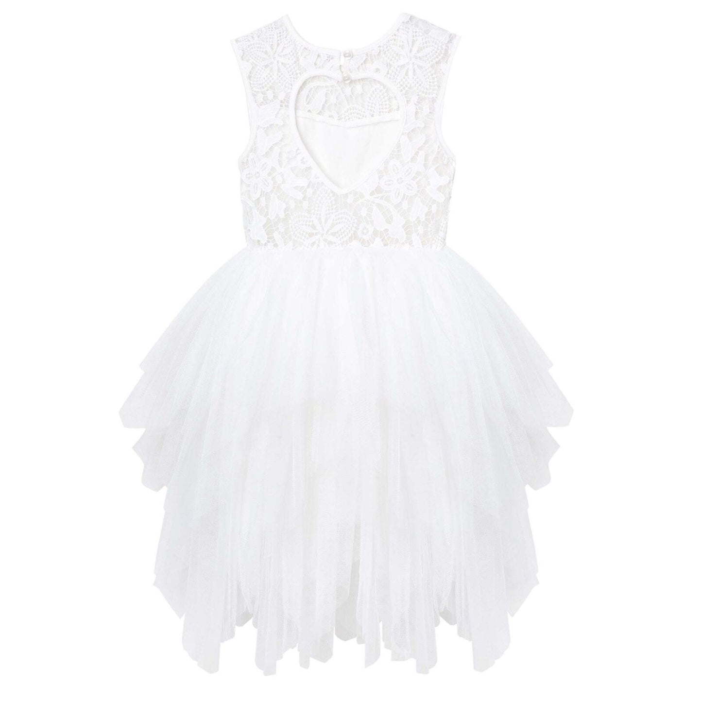 Tara Heart Back Dress Ivory – 3, 4, 5, 6, 7, 8, 10, 12 – Aster & Ruby