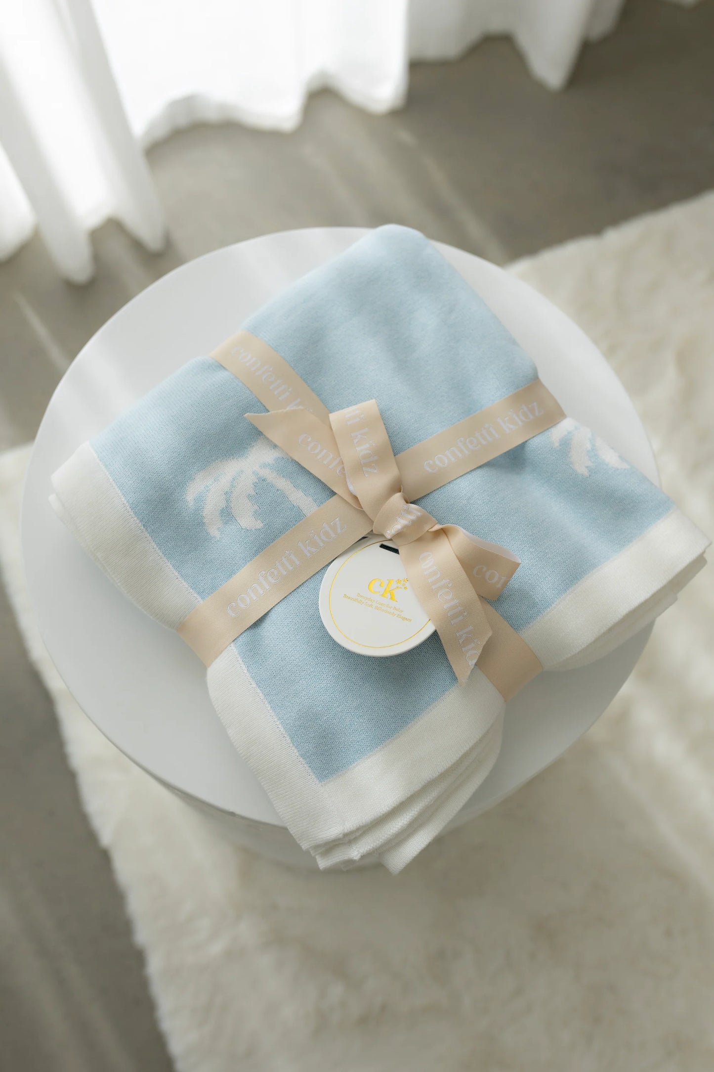 Reversible Knit Blanket | Ocean Palms