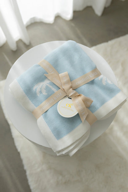 Reversible Knit Blanket | Ocean Palms