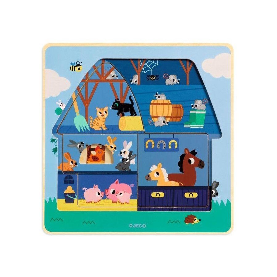 12 piece Farm Barnyard 3 Layer Wooden Puzzle – Aster & Ruby