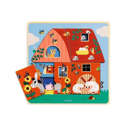 12 piece Farm Barnyard 3 Layer Wooden Puzzle – Aster & Ruby