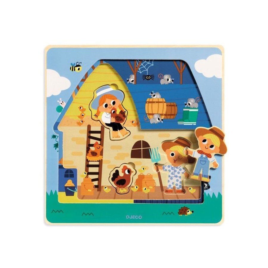 12 piece Farm Barnyard 3 Layer Wooden Puzzle – Aster & Ruby