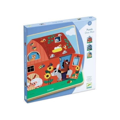 12 piece Farm Barnyard 3 Layer Wooden Puzzle – Aster & Ruby