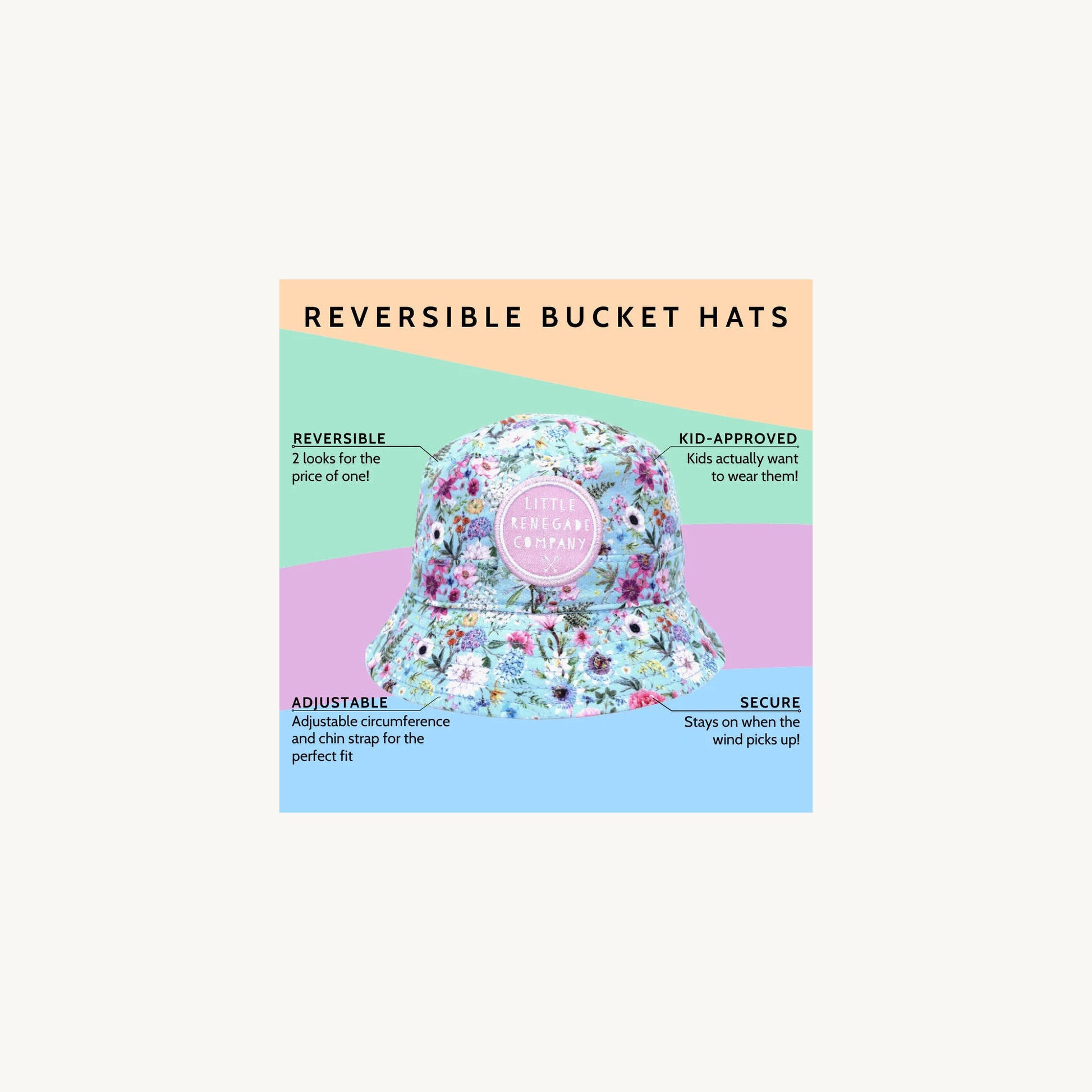 Little Renegade Company hat – Reversible Bucket Hat Meadow from Aster & Ruby