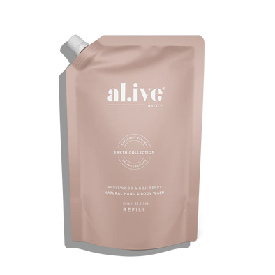 Al.ive Body 1L Wash Refill Applewood & Goji Berry