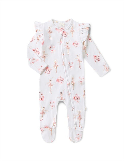 Snuggle Hunny Kids Ballerina Organic Snuggle Sleepsuit Zip Footie with Frill | Aster & Ruby