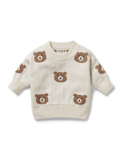 Wilson & Frenchy Beary Cute Organic Knitted Jacquard Jumper | Aster & Ruby