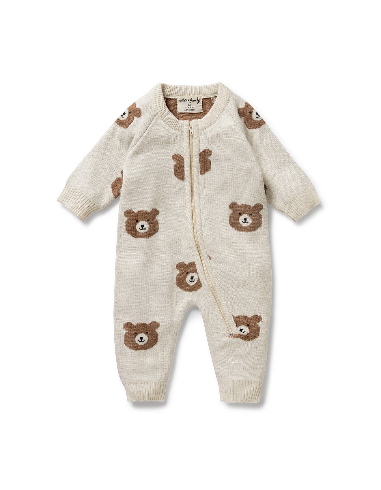 Wilson & Frenchy Beary Cute Organic Knitted Jacquard Growsuit | Aster & Ruby