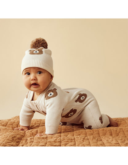 Wilson & Frenchy Beary Cute Organic Knitted Jacquard Growsuit | Aster & Ruby