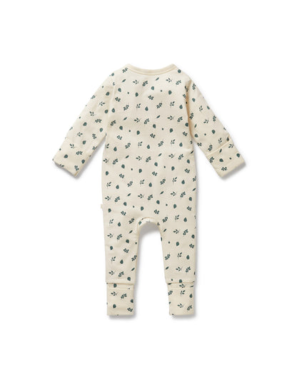 Wilson & Frenchy Twilight Leaf Organic Zipsuit with Feet | Aster & Ruby