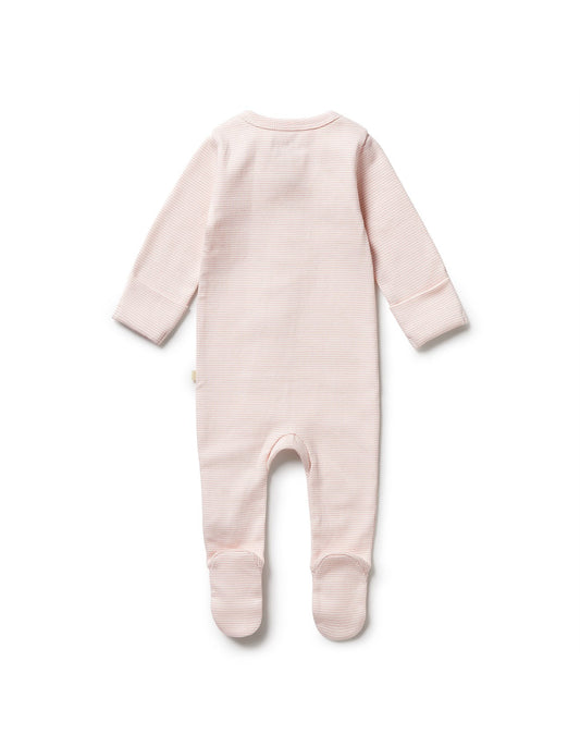 Cantaloupe Organic Stripe Rib Zipsuit with Feet