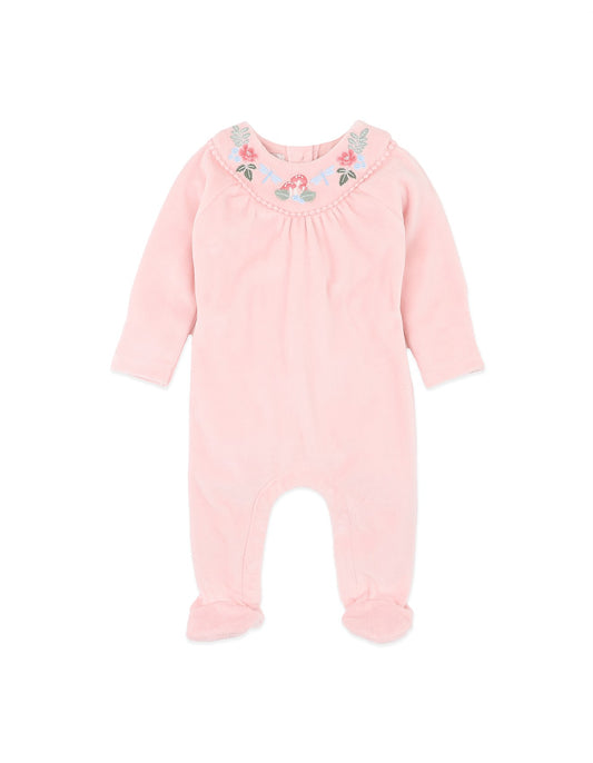 Wild Garden Embroidered Velour Zip Onesie