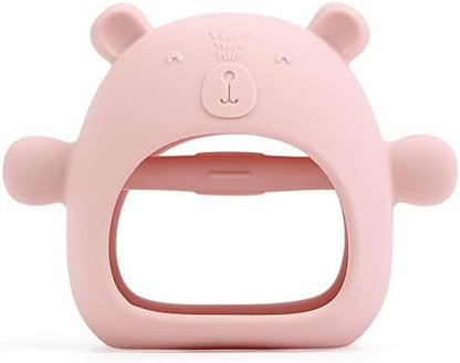 Pastel Pink Silicone Bear Teething Mitten