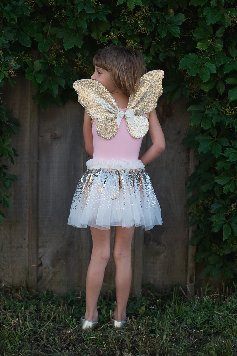 Gracious Gold Sequins Skirt, Wings & Wand Set