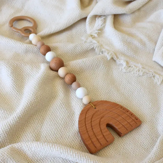 Wooden Rainbow Pram Toy Neutrals