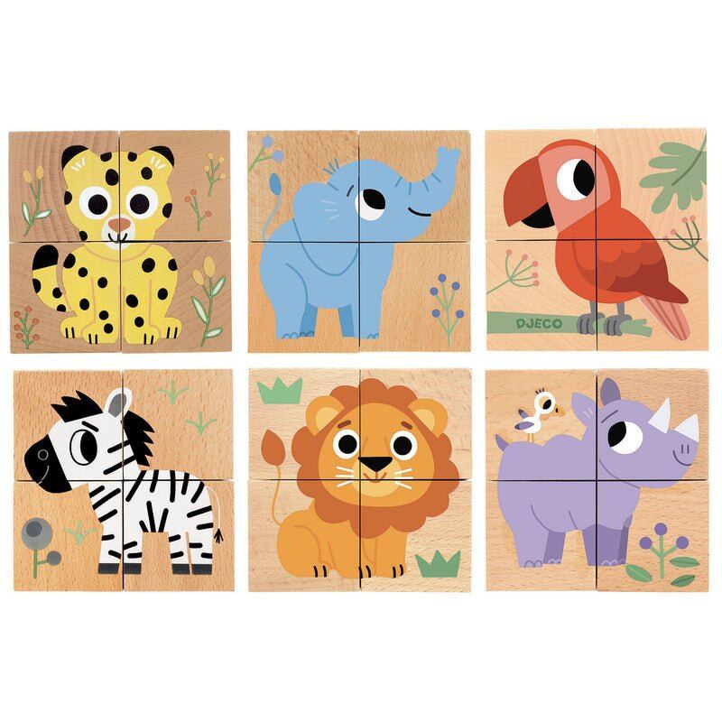 4 piece Wild & Co Safari Wooden Block Puzzle – Aster & Ruby