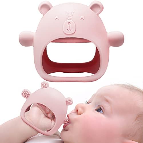 Pastel Pink Silicone Bear Teething Mitten