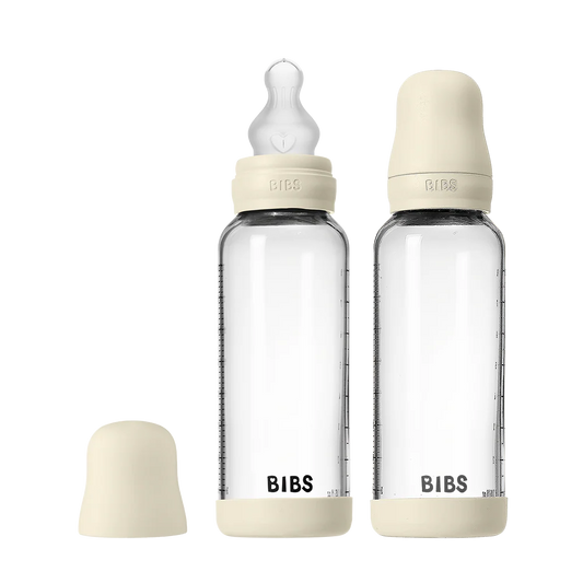 Baby Glass Bottle Set 240ml 2 Pack Silicone - Ivory
