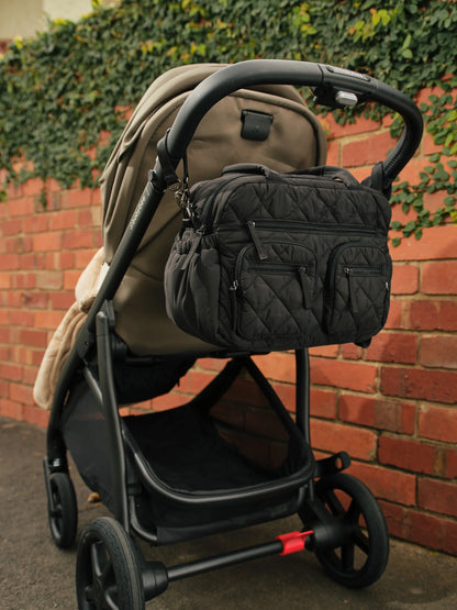 Carry All Nappy Bag Puffy Black Quilt