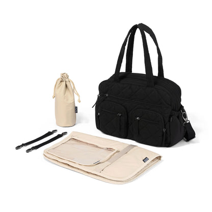 Carry All Nappy Bag Puffy Black Quilt