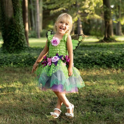 Green Fairy Blooms Deluxe Dress with Wings