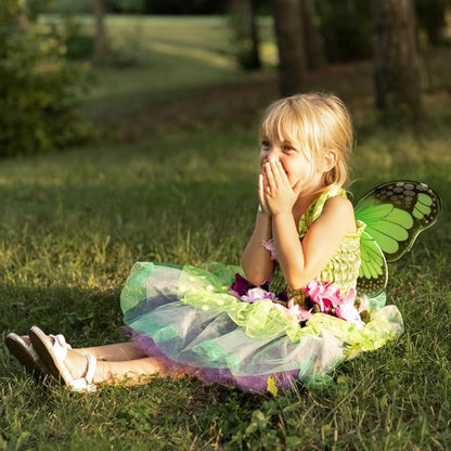 Green Fairy Blooms Deluxe Dress with Wings