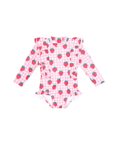 Strawberry Check Frill Swimsuit