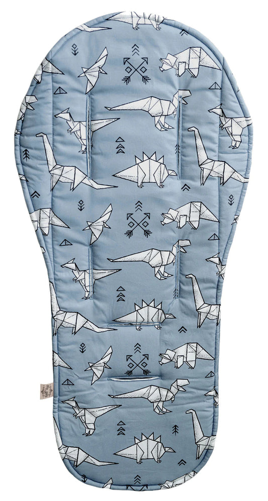Bambella Designs Pram Liner - Blue Geo Dinosaurs