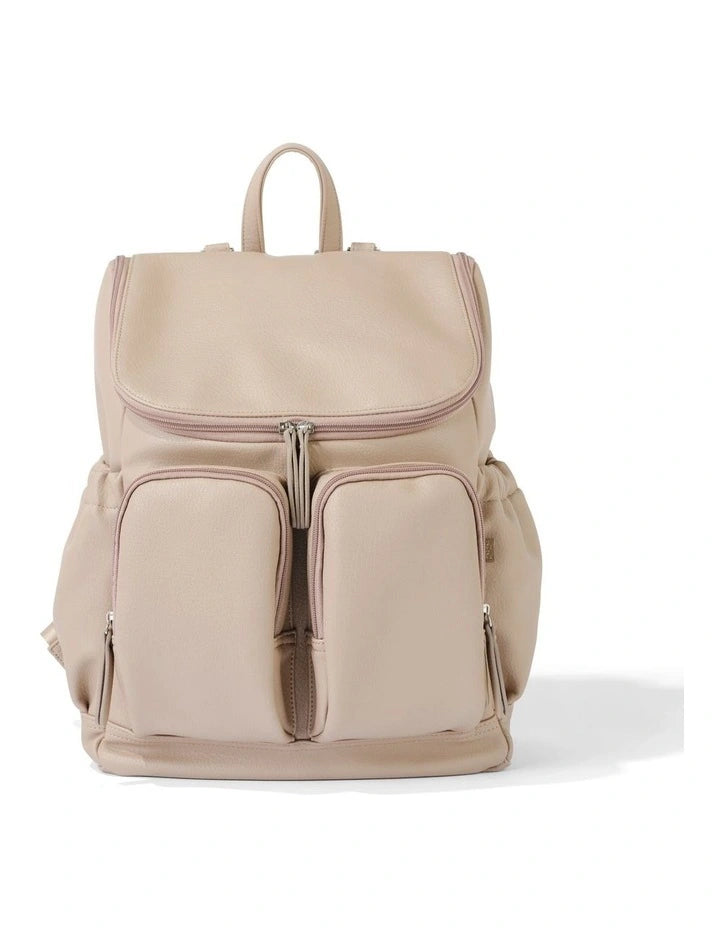 Faux Leather Nappy Backpack - Oat