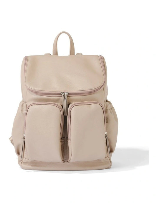 Faux Leather Nappy Backpack - Oat