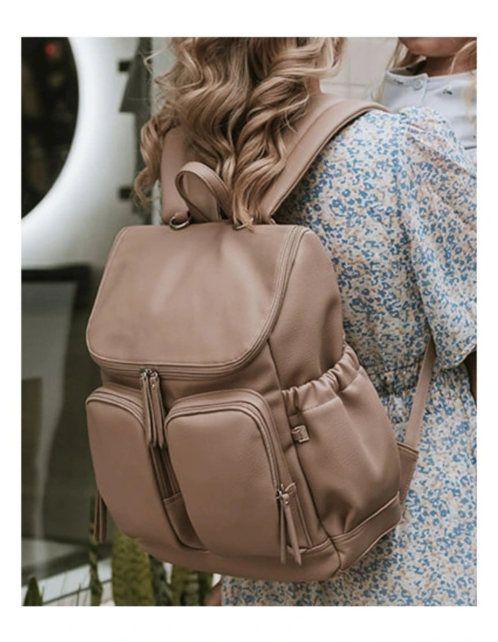 Faux Leather Nappy Backpack - Oat