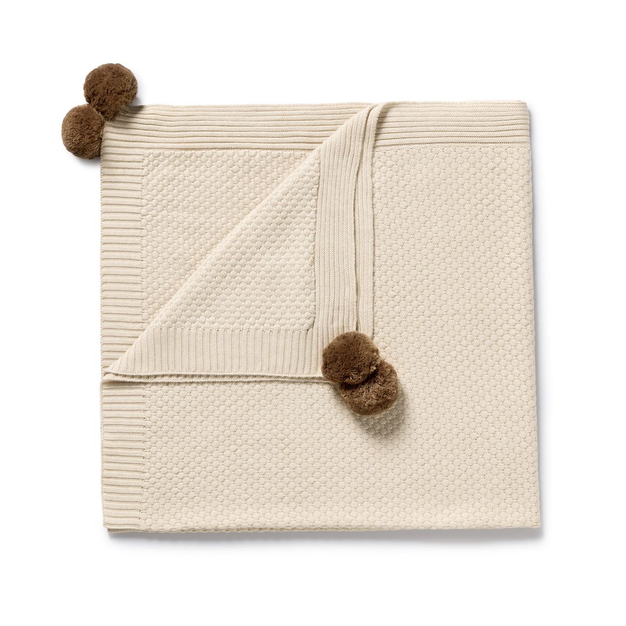 Cream Organic Knitted Bubble Blanket