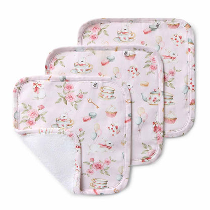 Alice's Tea Party Organic Wash Cloths - 3pk