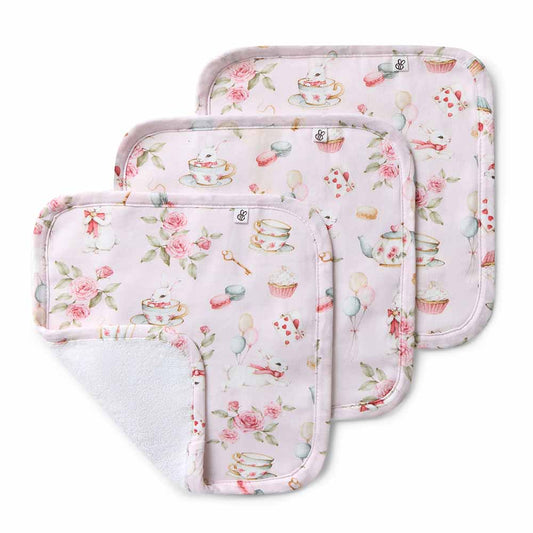 Alice's Tea Party Organic Wash Cloths - 3pk