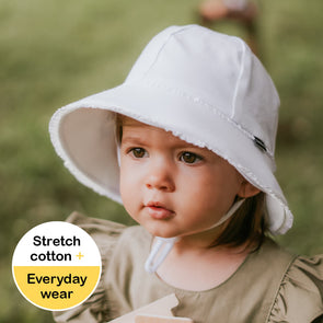 White Ruffle Trim Toddler Bucket Hat