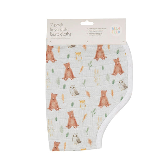 Organic Burp Cloth 2Pk - Forest Friends