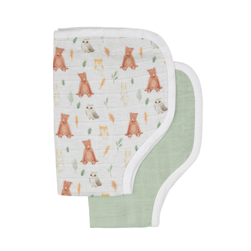 Organic Burp Cloth 2Pk - Forest Friends set