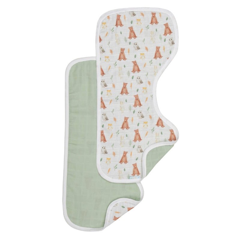 Organic Burp Cloth 2Pk - Forest Friends reversible