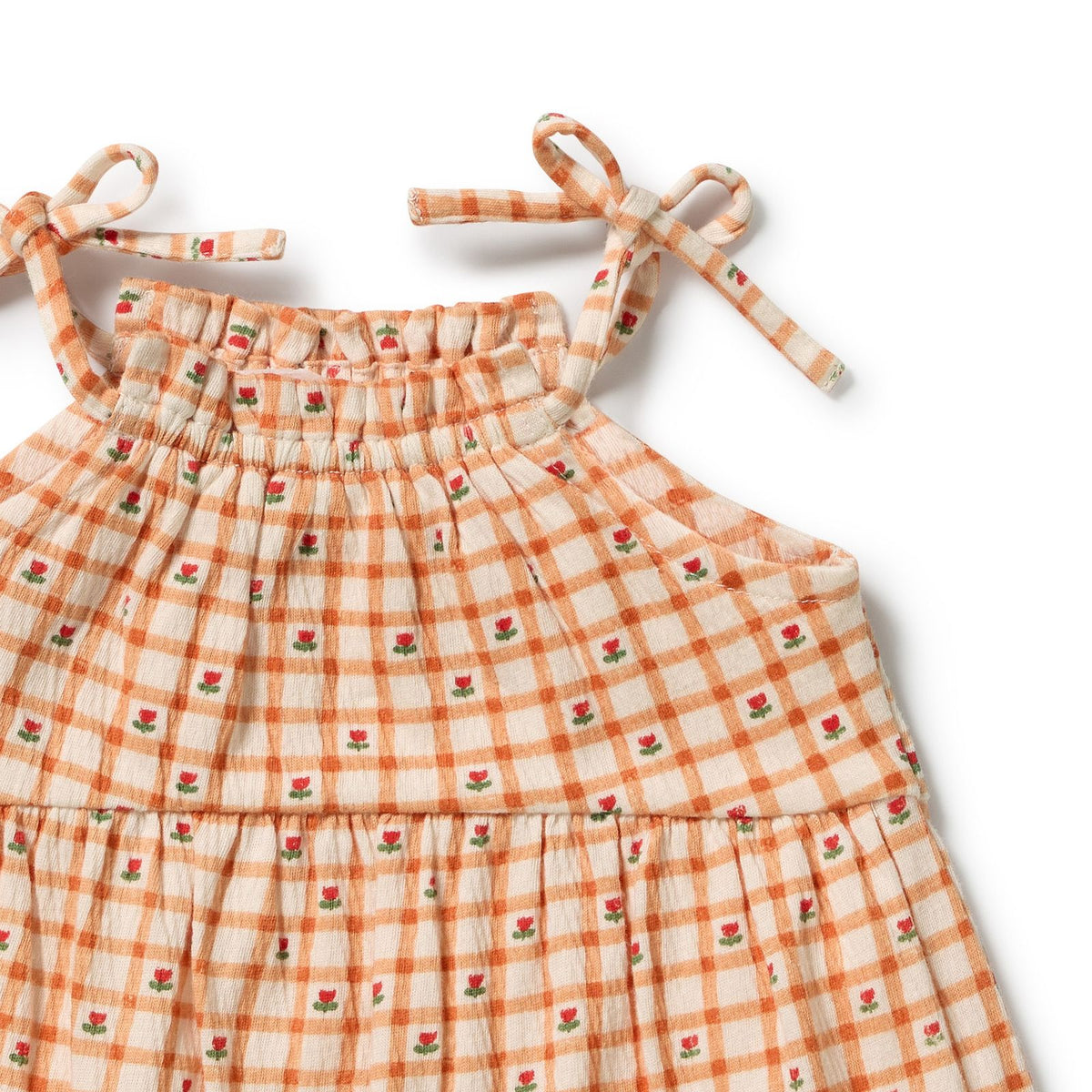 Checkerberry Organic Crinkle Ruffle Dress