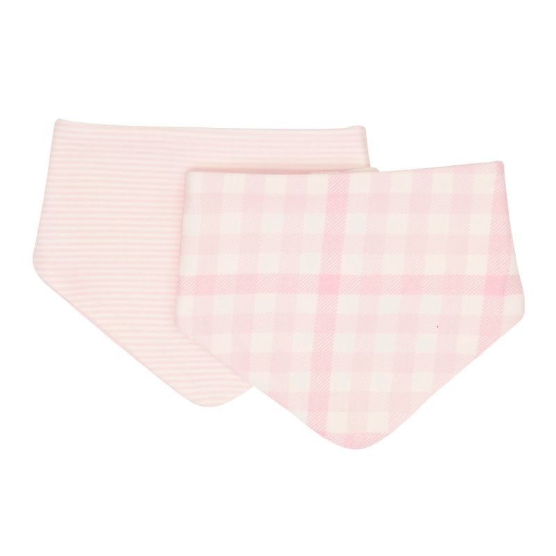 Bandana Bibs 2Pk - Gingham Pink