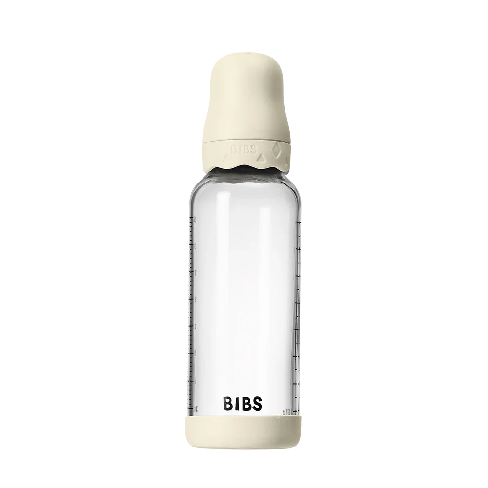 BIBS Baby Glass Bottle Set 240ml Silicone Ivory | Aster & Ruby