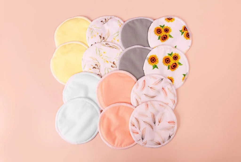 14 Pack Organic Bamboo Reusable Breast Pads | 7 Pairs (Mixed Prints)